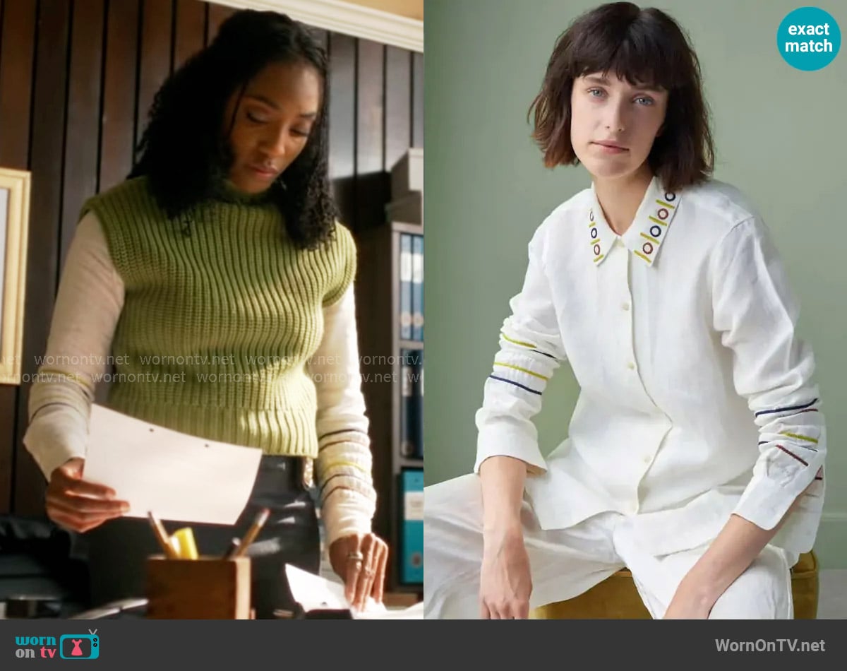 Jupe by Jackie Farigoule Shirt worn by Faith Mitchell (Iantha Richardson) on Will Trent