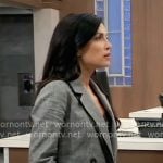 Justine’s grey double-breasted blazer on General Hospital