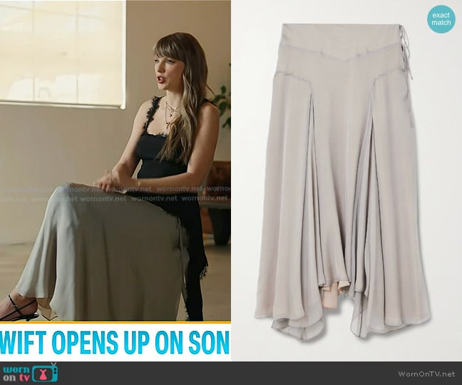 Kallmeyer Alyse Asymmetric Pleated Silk-chiffon Skirt worn by Taylor Swift on Today