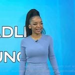 Kara Young’s blue top and fringed skirt on Today