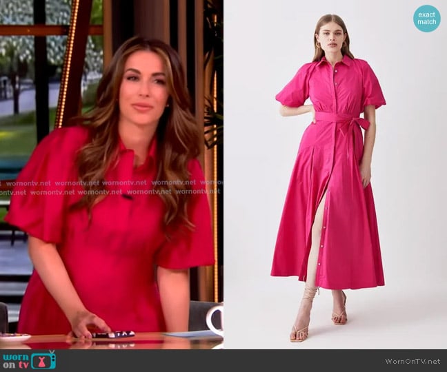 Karen Millen Cotton Poplin Puff Sleeve Woven Shirt Dress With Dropped Waist Detail worn by Alyssa Farah Griffin on The View