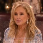 Kathy’s blue floral blazer on The Real Housewives of Beverly Hills