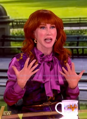 Kathy Griffin’s purple print zip dress on The View