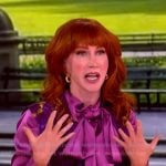 Kathy Griffin’s purple print zip dress on The View