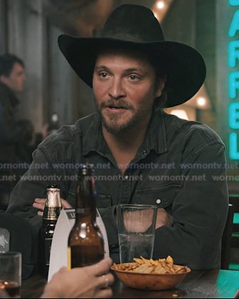 Kayce's black western denim shirt on Marshals