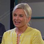Kayla’s yellow pointelle cami and cardigan on Days of our Lives