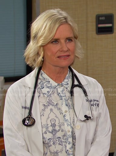 Kayla's white print shirtdress on Days of our Lives