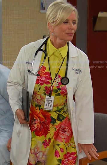 Kayla’s yellow floral shirtdress on Days of our Lives