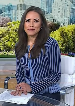 Kaylee's blue striped zip knit jacket on Today