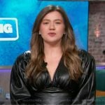 Kelly’s black leather dress on The Kelly Clarkson Show