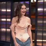 Millicent Simmonds’ pink embellished bustier top on The Kelly Clarkson Show