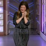 Kelly’s navy striped shirtdress on The Kelly Clarkson Show