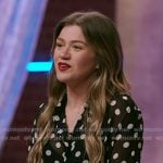 Kelly's black polka dot sheer blouse on The Voice