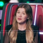 Kelly's black sheer sleeve top on The Voice
