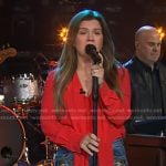Kelly’s floral embroidered jeans on The Kelly Clarkson Show