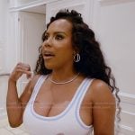 Kelli’s white knit sports bra and mini skirt on The Real Housewives of Atlanta