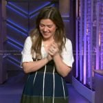 Kelly’s striped v-neck dress on The Kelly Clarkson Show