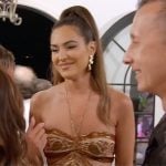 Kelsey’s floral halter maxi dress on The Real Housewives of Rhode Island