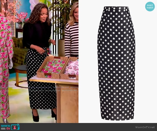 Khaite Winton Polka-dot Silk Midi Skirt worn by Sunny Hostin on The View