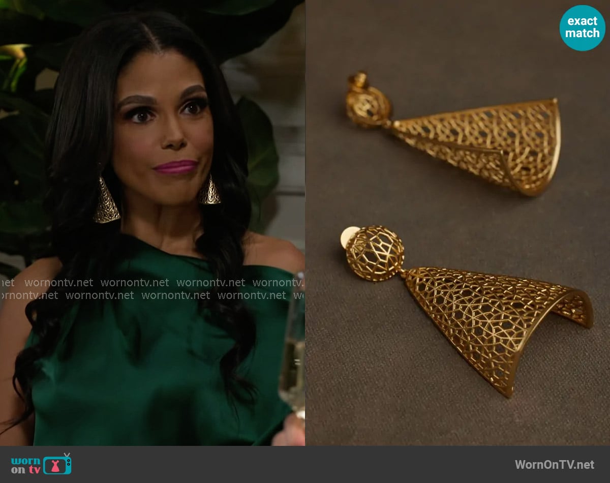 Khoi Dres Earrings worn by Dani Dupree (Karla Mosley) on Beyond the Gates