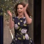 Kimberly Williams-Paisley’s floral print mini dress on Live with Kelly and Mark