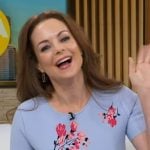 Kimberly Williams-Paisley’s blue floral dress on Good Morning America
