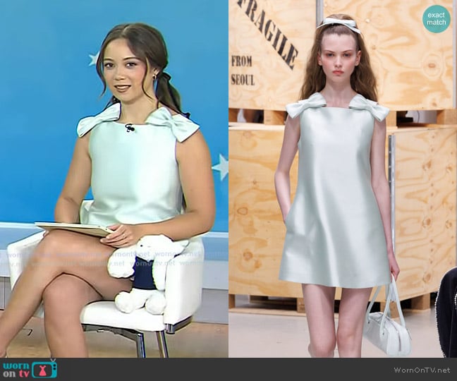 Kimhekim Monroe Mini Dress in Mint worn by Laufey on Today