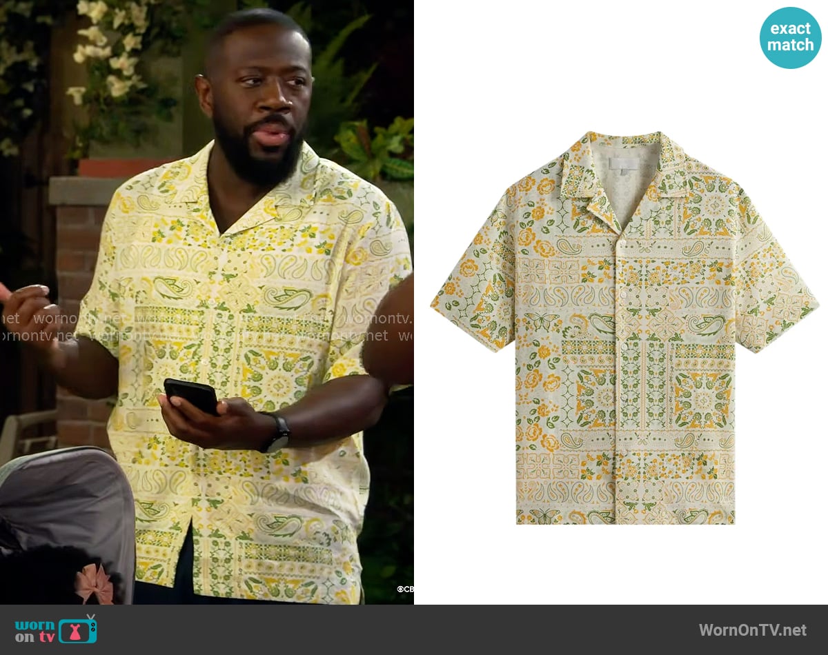 Kith Thompson crossover shirt worn by Malcom (Sheaun McKinney) on The Neighborhood