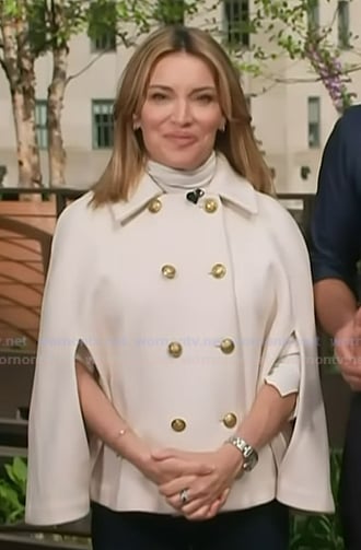 Kit’s ivory double breasted cape on Access Hollywood