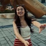 Kitty's white knit cami and red striped mini skirt on XO Kitty