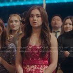 Kitty’s pink floral strapless lace dress on XO Kitty