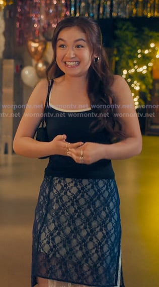 Kitty's black cami and layered lace skirt on XO Kitty