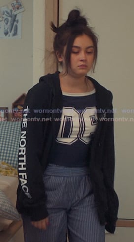 Kitty’s navy 06 graphic print tee on XO Kitty