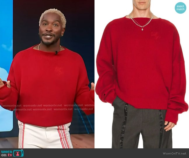 Scott’s red sweater on Access Hollywood