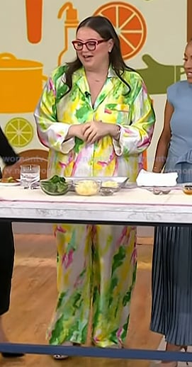 Krissy Downey’s print silk shirt and pants on Today