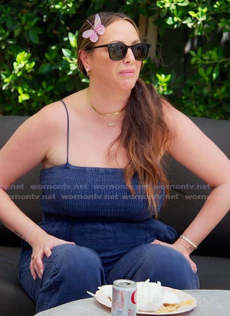 Kristen navy smocked jumpsuit on The Valley