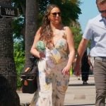 Kristen’s white floral print maxi dress on The Valley