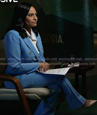 Kristen’s blue blazer and pants on Today