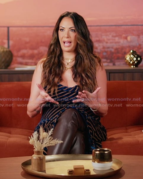 Kristen's velvet stripe confessional dress on The Valley