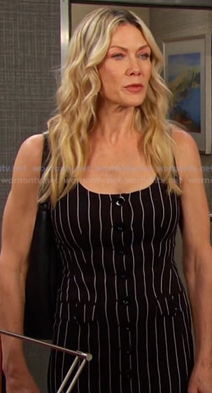 Krsiten’s black pinstripe dress on Days of our Lives