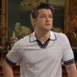 Kyle's white stripe-trim polo shirt on The Young and the Restless