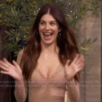 Camila Morrone’s beige lace dress on Live with Kelly and Mark