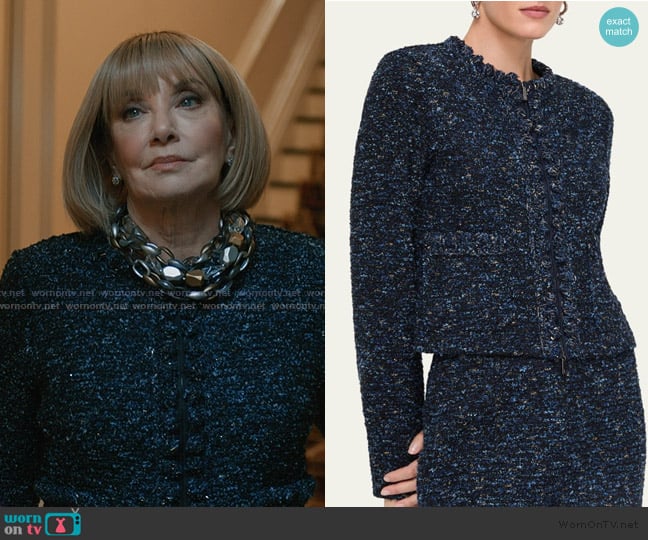 Izzy’s black tweed jacket on Elsbeth