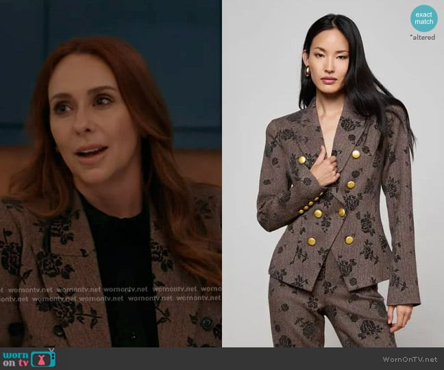 L'Agence Bethany Flocked Herringbone Blazer worn by Maddie Kendall (Jennifer Love Hewitt) on 9-1-1