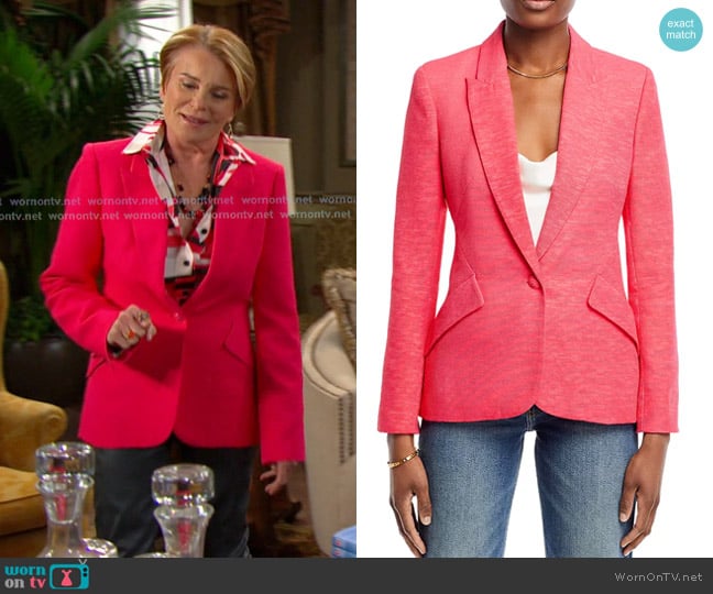 L'Agence Chamberlain Blazer in Coral Fuchsia worn by Bonnie Lockhart (Judi Evans) on Days of our Lives