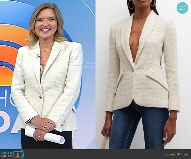 L'Agence Chamberlain Tweed Single-Breasted Blazer worn by Christine Romans on Today