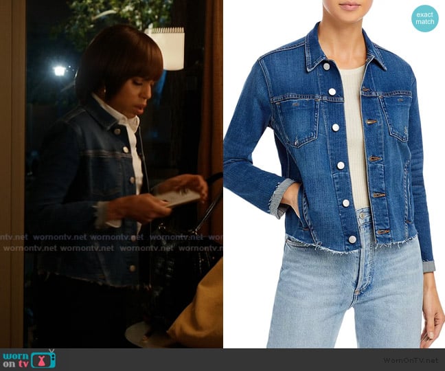 L'Agence Janelle Slim-Fit Raw Denim Jacket worn by Eleanor (Kerry Washington) on Imperfect Women
