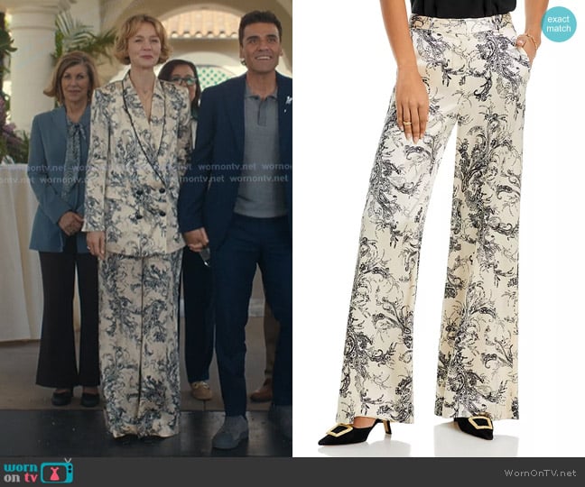 L'Agence Pilar Silk Floral Wide Leg Pants worn by Lindsay Crane-Martín (Carey Mulligan) on Beef
