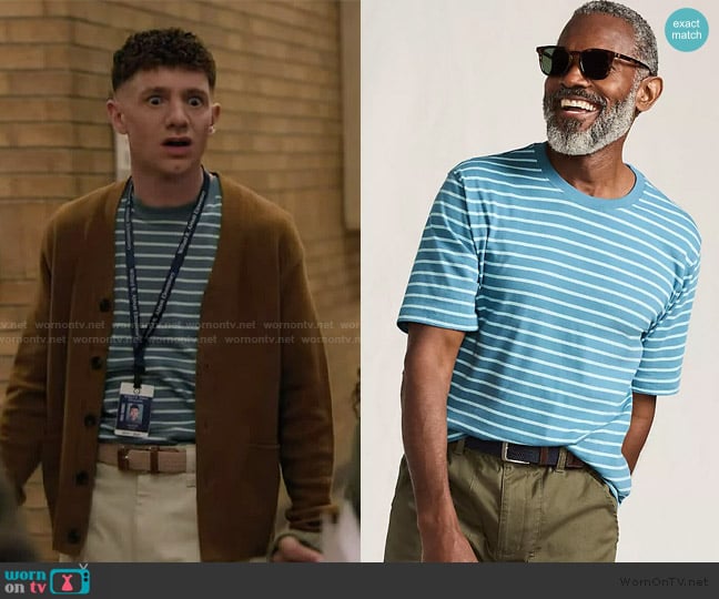 Jacob’s blue stripe tee on Abbott Elementary