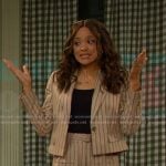 Lani’s beige pinstripe blazer and shorts on Days of our Lives